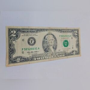 Two Dollar Bill with Green Seal F52120231 A. 1995 Series